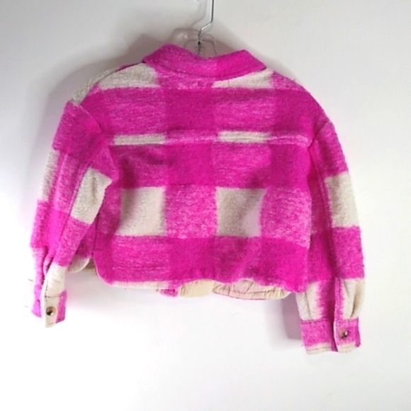 Zara - Pink/White Long Sleeve Cropped Wool Blend Jacket - Size 10 - Picture 5 of 7